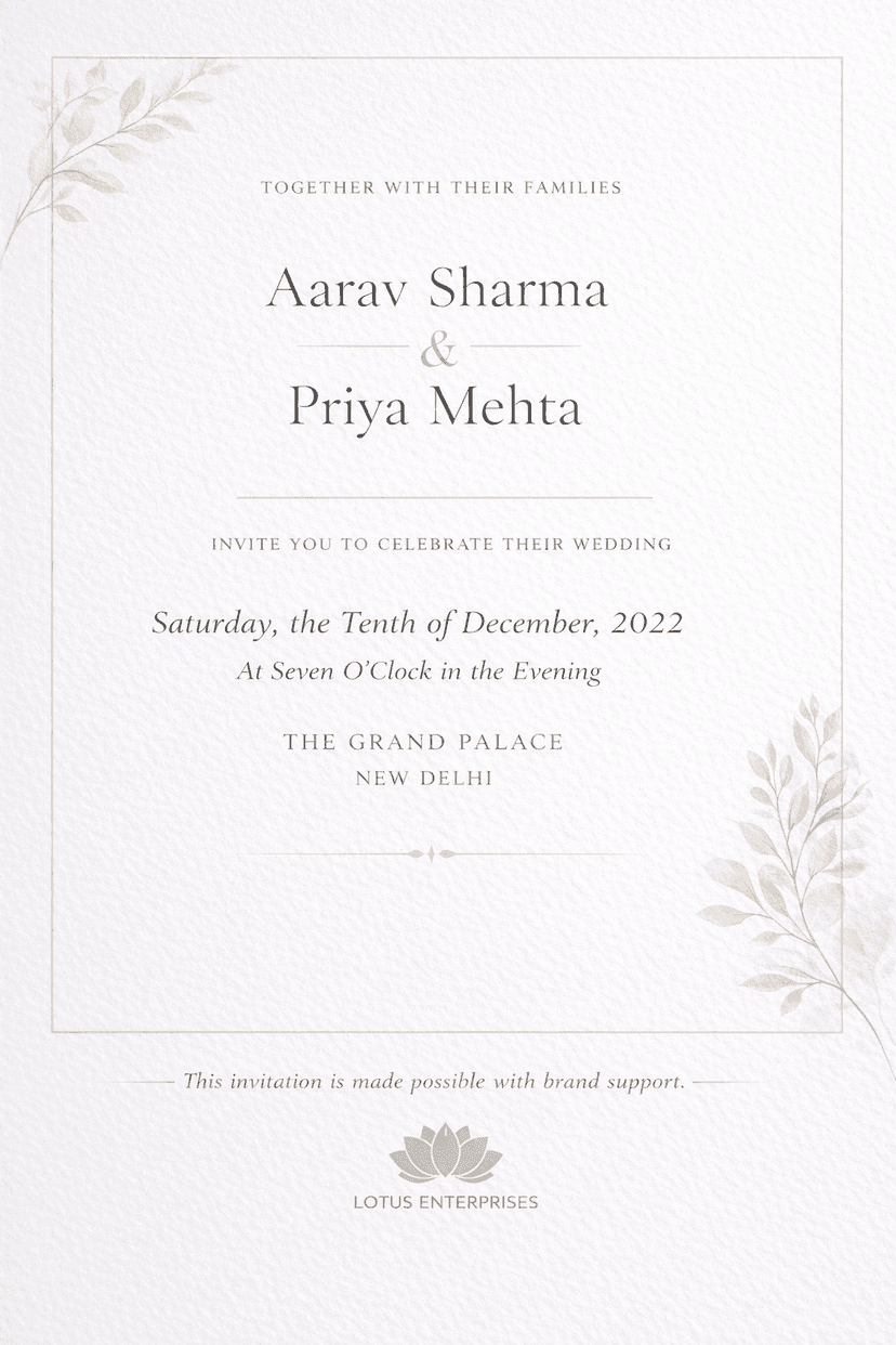 Premium wedding invitation card design sample 5 - elegant and customizable invitation card layout